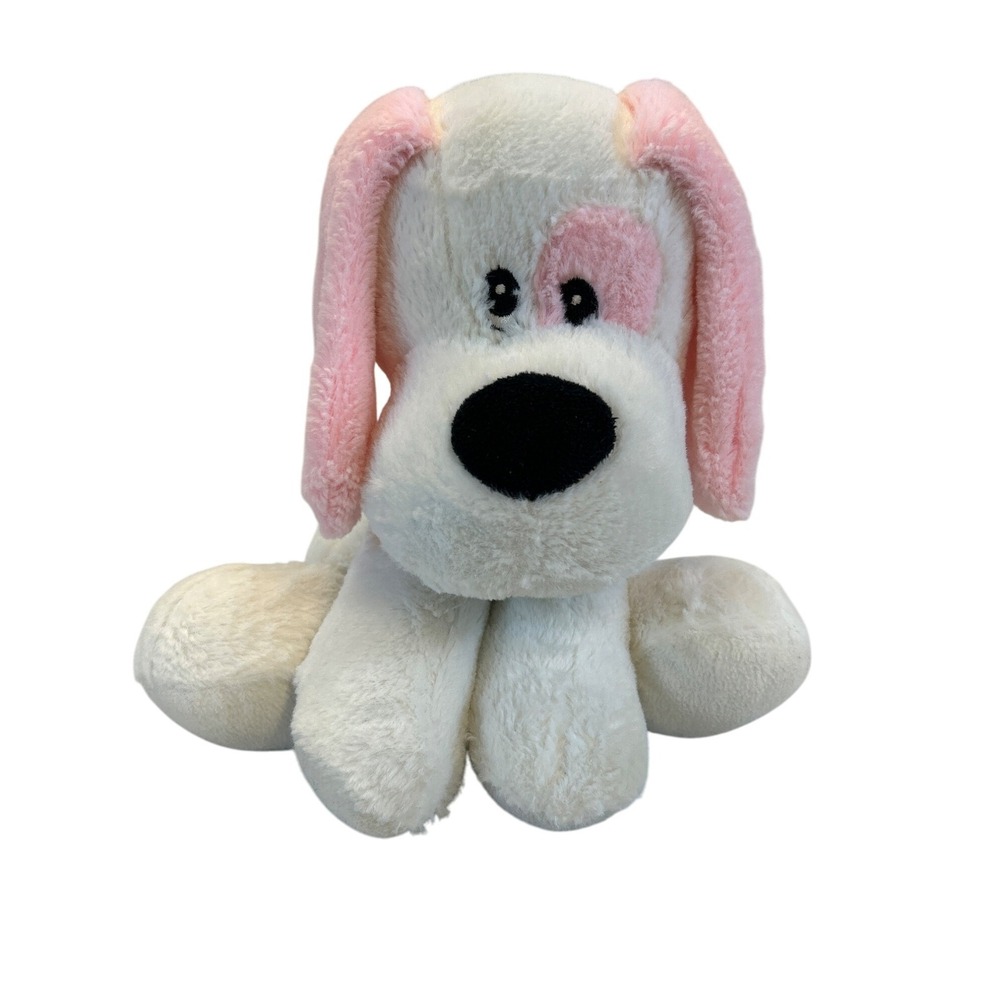 Beverly Hills Teddy Bear Co. Puppy Dog 11"‎ Plush White Pink Ears